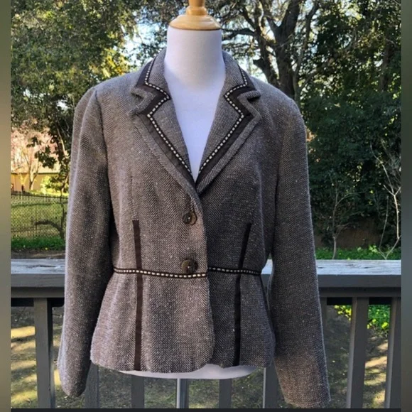 Coldwater Creek Shimmer Herringbone Blazer Jacket NEW Womens Size 14 Large Gift - Picture 5 of 12